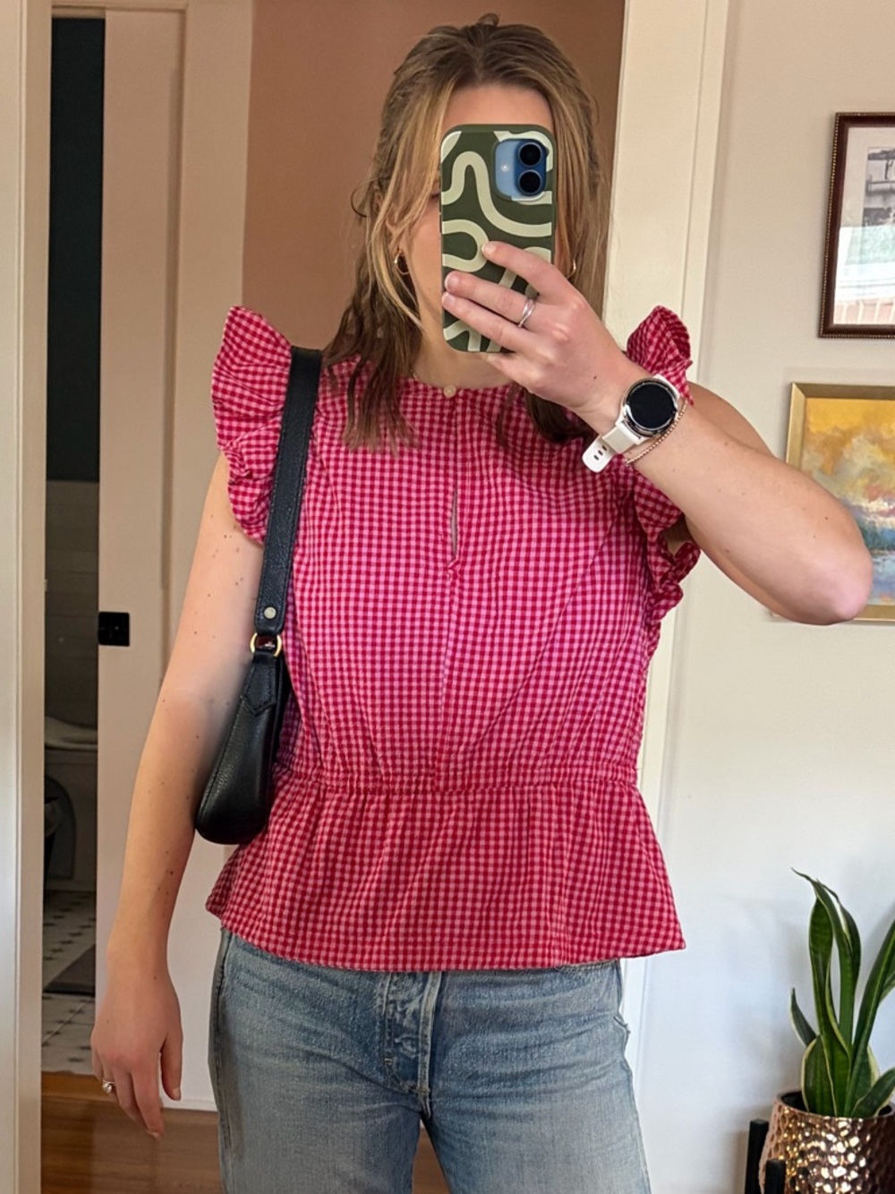Free Assembly Pink Gingham Cottagecore Sleeveless Top